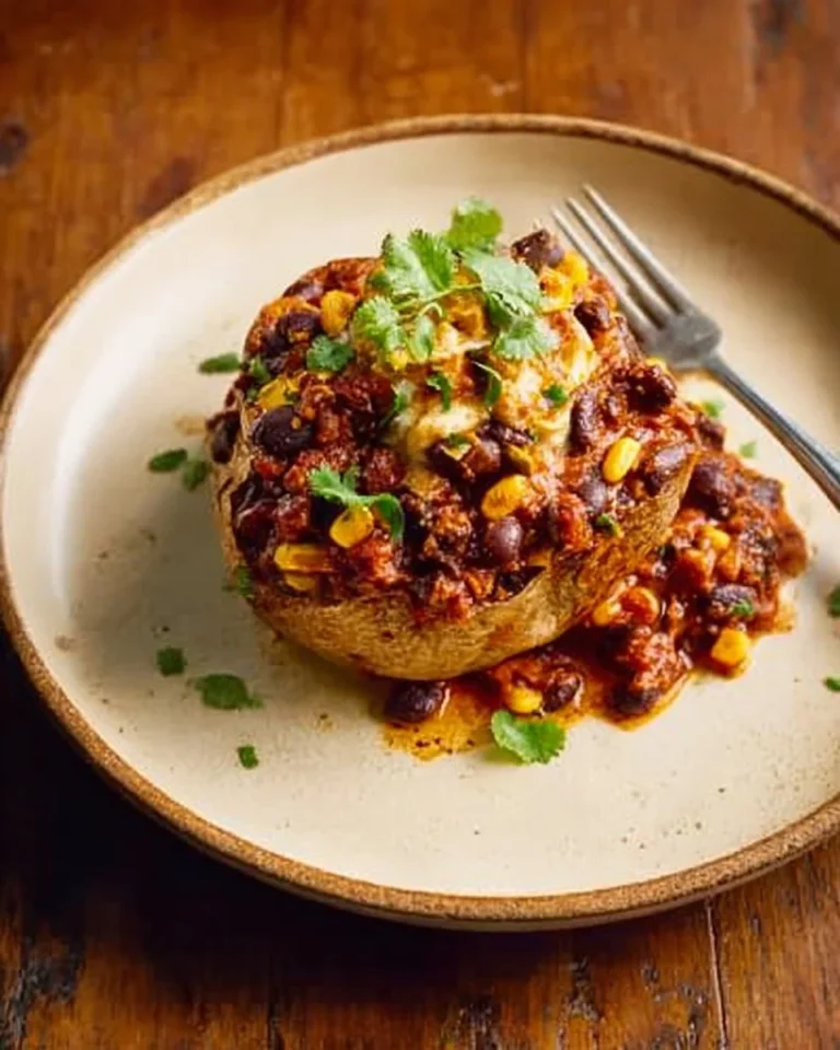 Delicious Chili-Cheese Jackets topped with melted cheese and chili