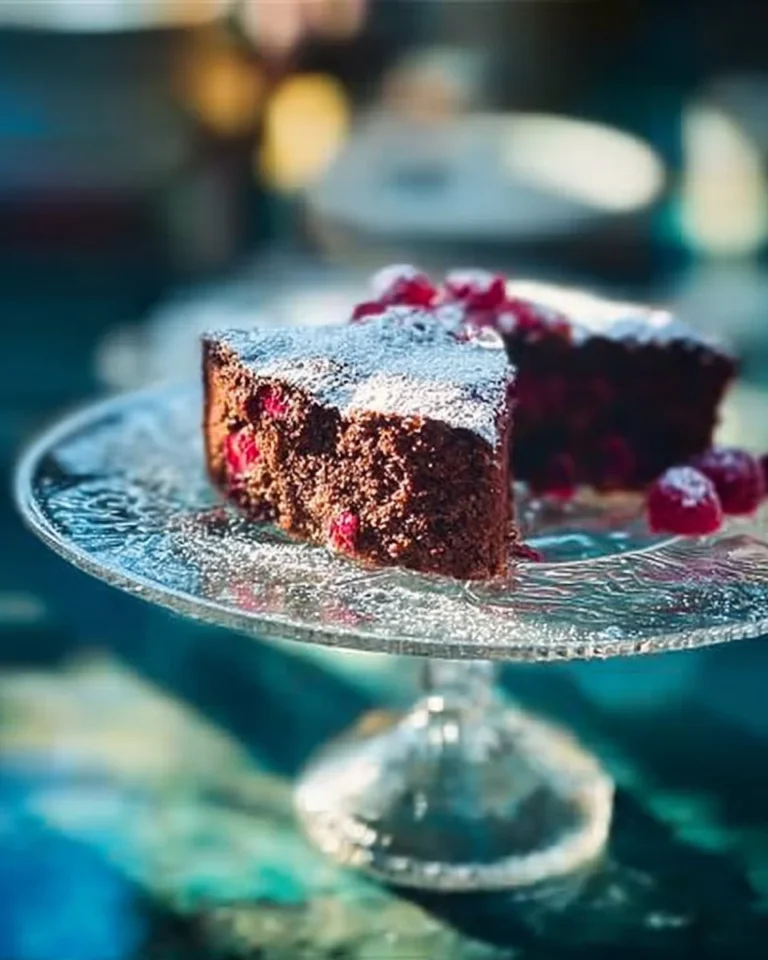 Delicious Chocolate Cranberry Cake made with rich chocolate and tart cranberries