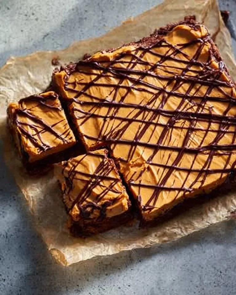 Delicious Chocolate & Salted Caramel Traybake on a wooden table