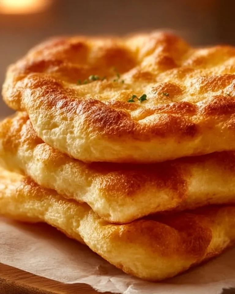 Fluffy cottage cheese cloud bread slices on a plate
