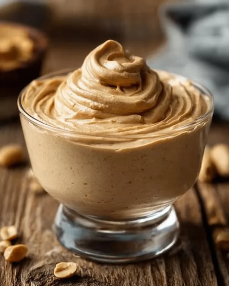 Delicious Cottage Cheese Peanut Butter Mousse served in a bowl