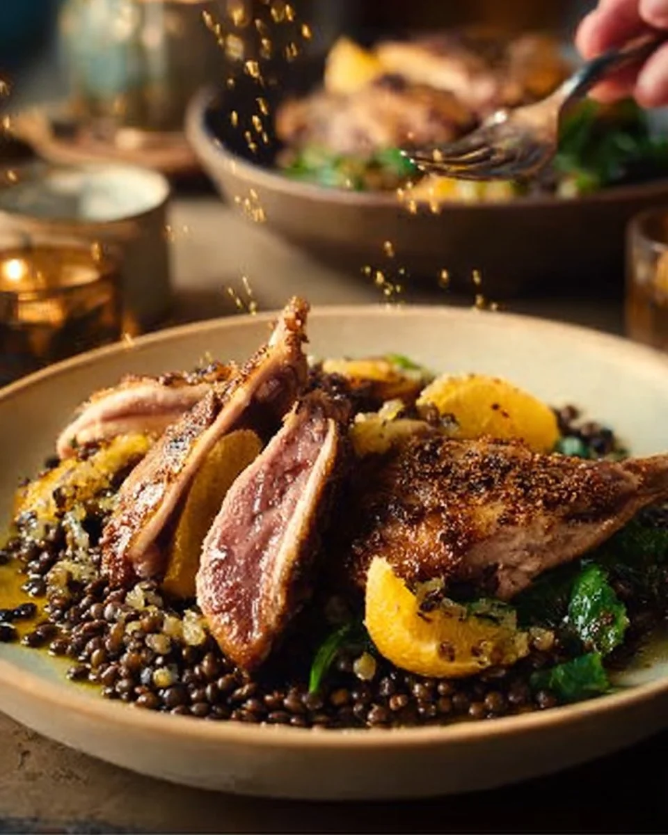 Crispy Orange Duck & Lentils