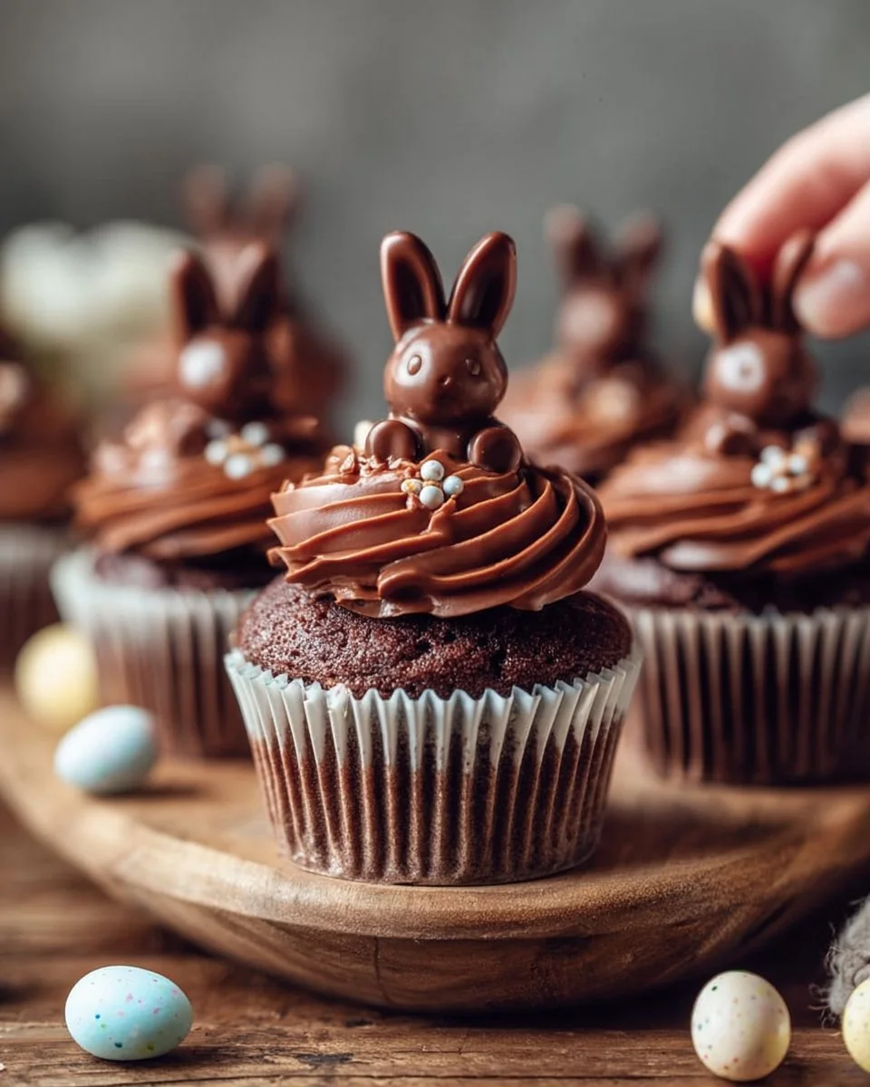 Easter Cupcakes with Mini Chocolate Bunnies