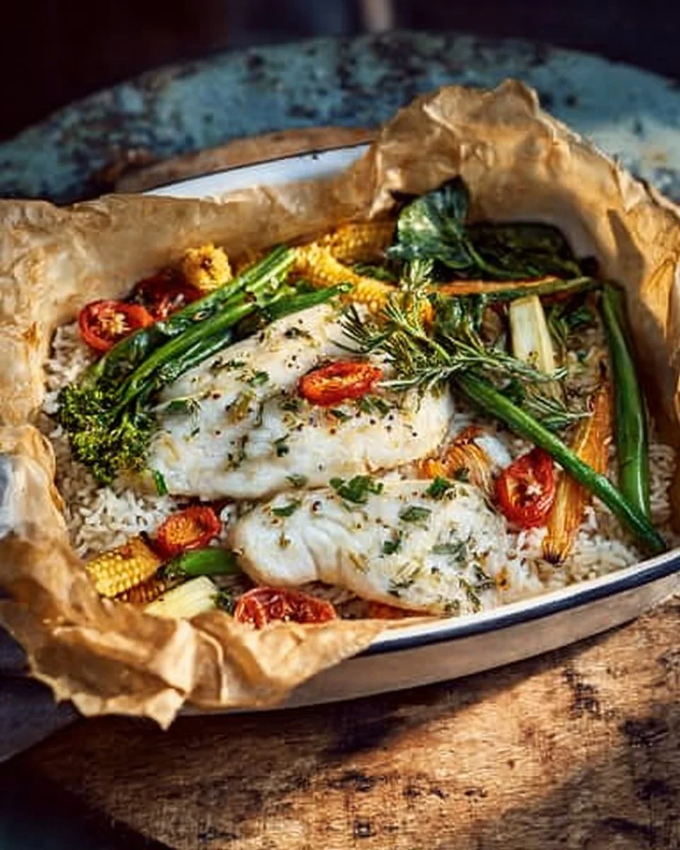 Fragrant Coconut Baked Fish With Rice & Vegetables Recipe | Waitrose & Partners