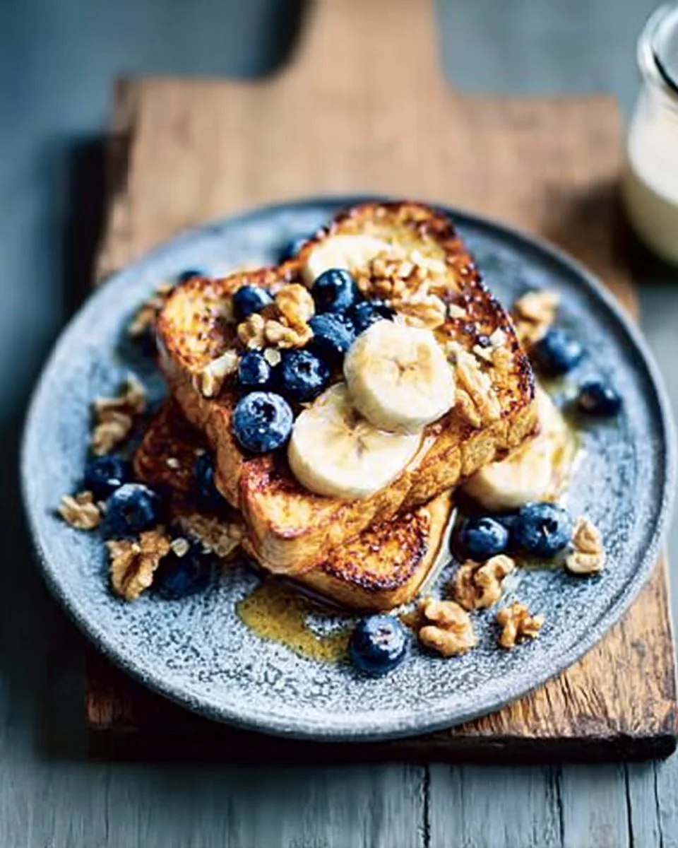 French Toast With Bananas, Blueberries & Walnuts Recipe | Waitrose & Partners