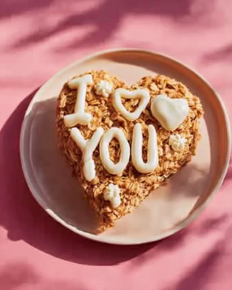 Heart-shaped breakfast oat bar made with oats and wholesome ingredients.