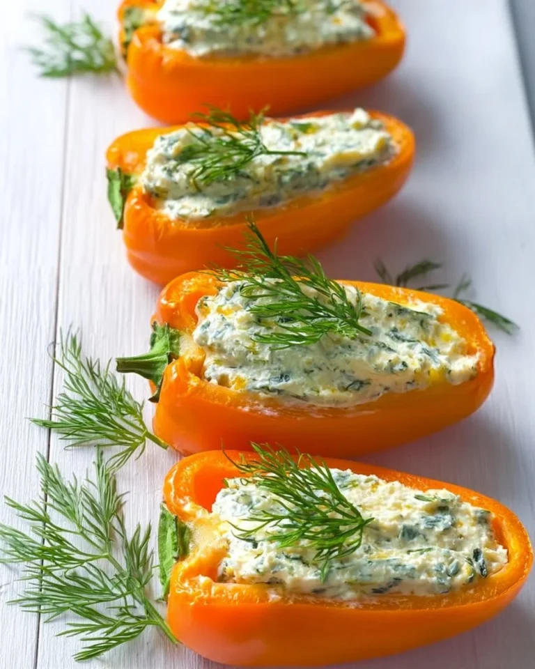 Mini carrot peppers filled with herb cream cheese for Easter party snacks