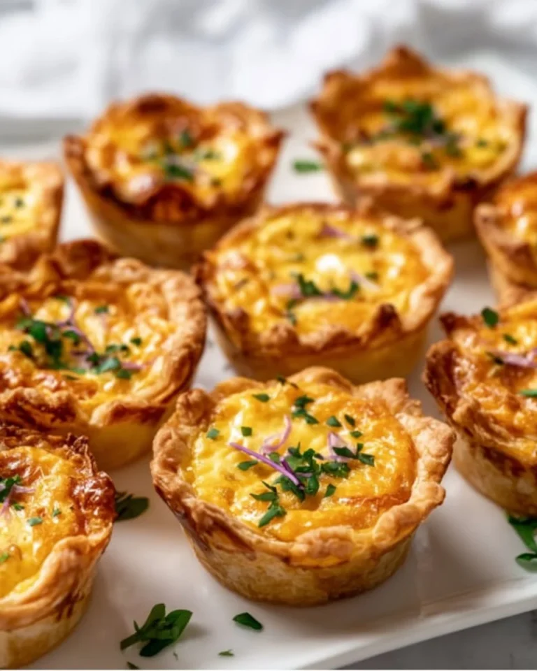A platter of assorted mini quiches, ideal for appetizers or party snacks.