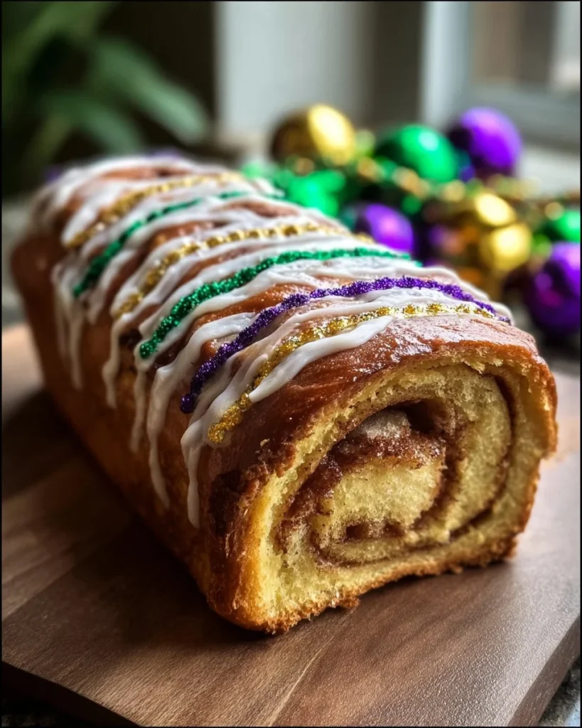 New Orleans Style King Cake with delicious Cinnamon Swirl