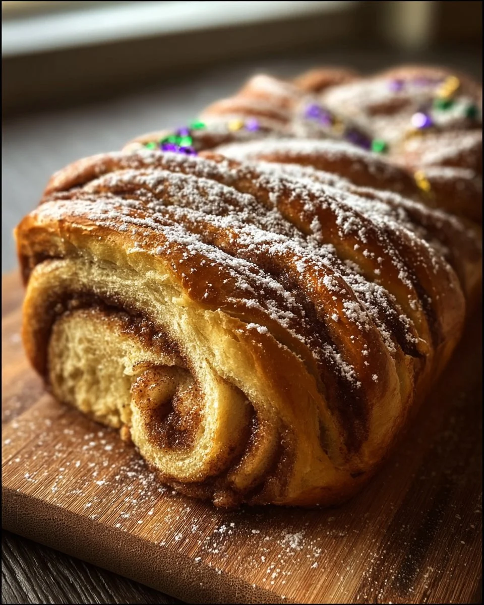 New Orleans Style King Cake with Cinnamon Swirl