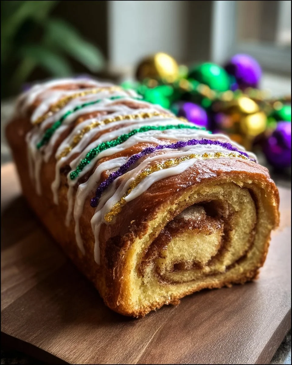 New Orleans Style King Cake with Cinnamon Swirl