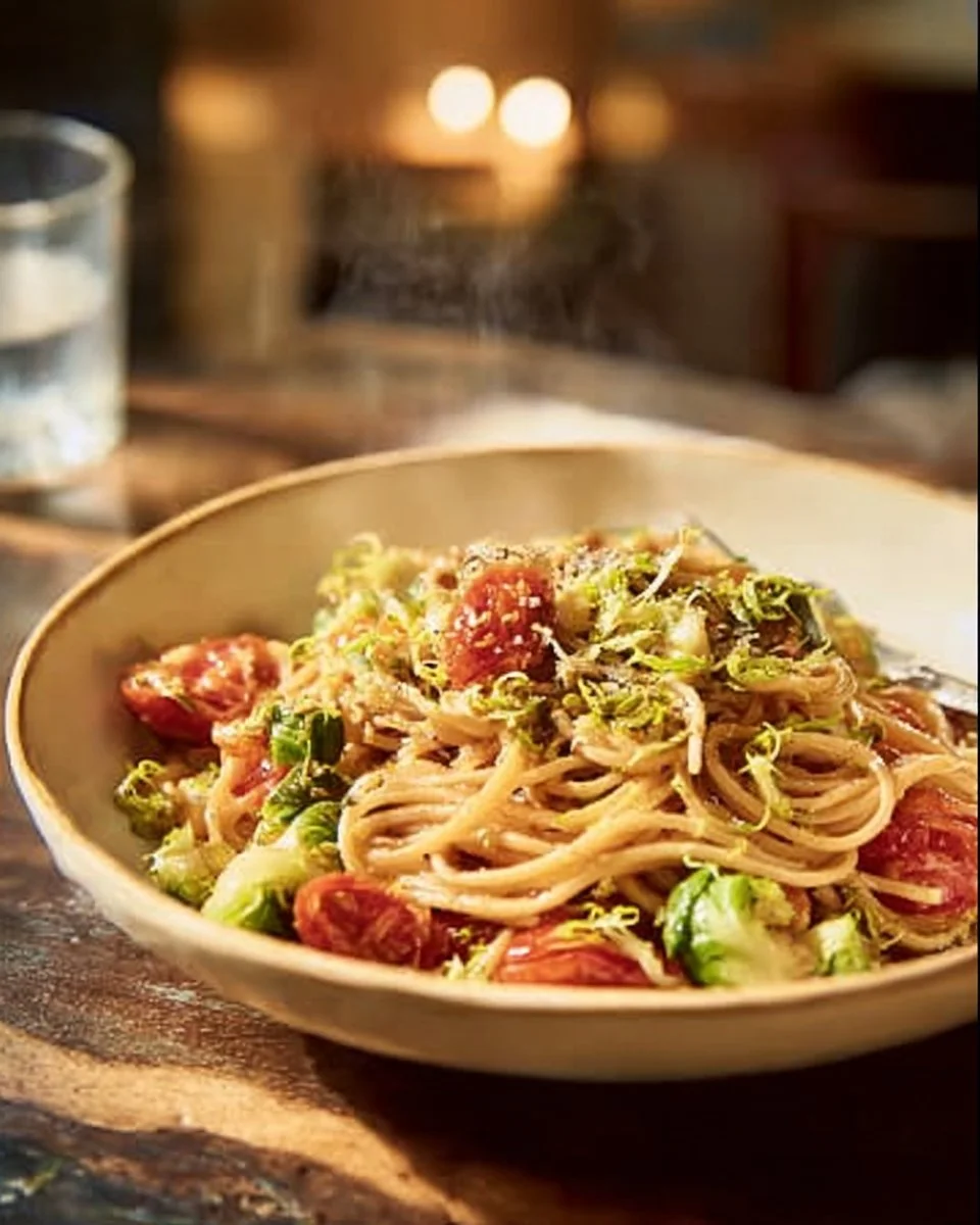 Plum Tomato and Sprout Pasta