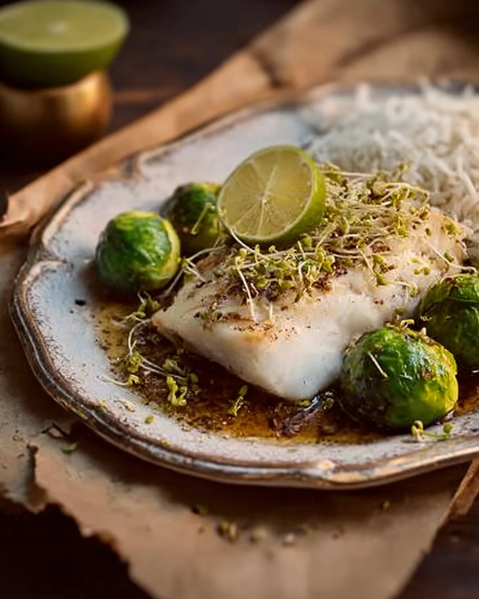 Steamed Cod with Lime and Fish Sauce Sprouts