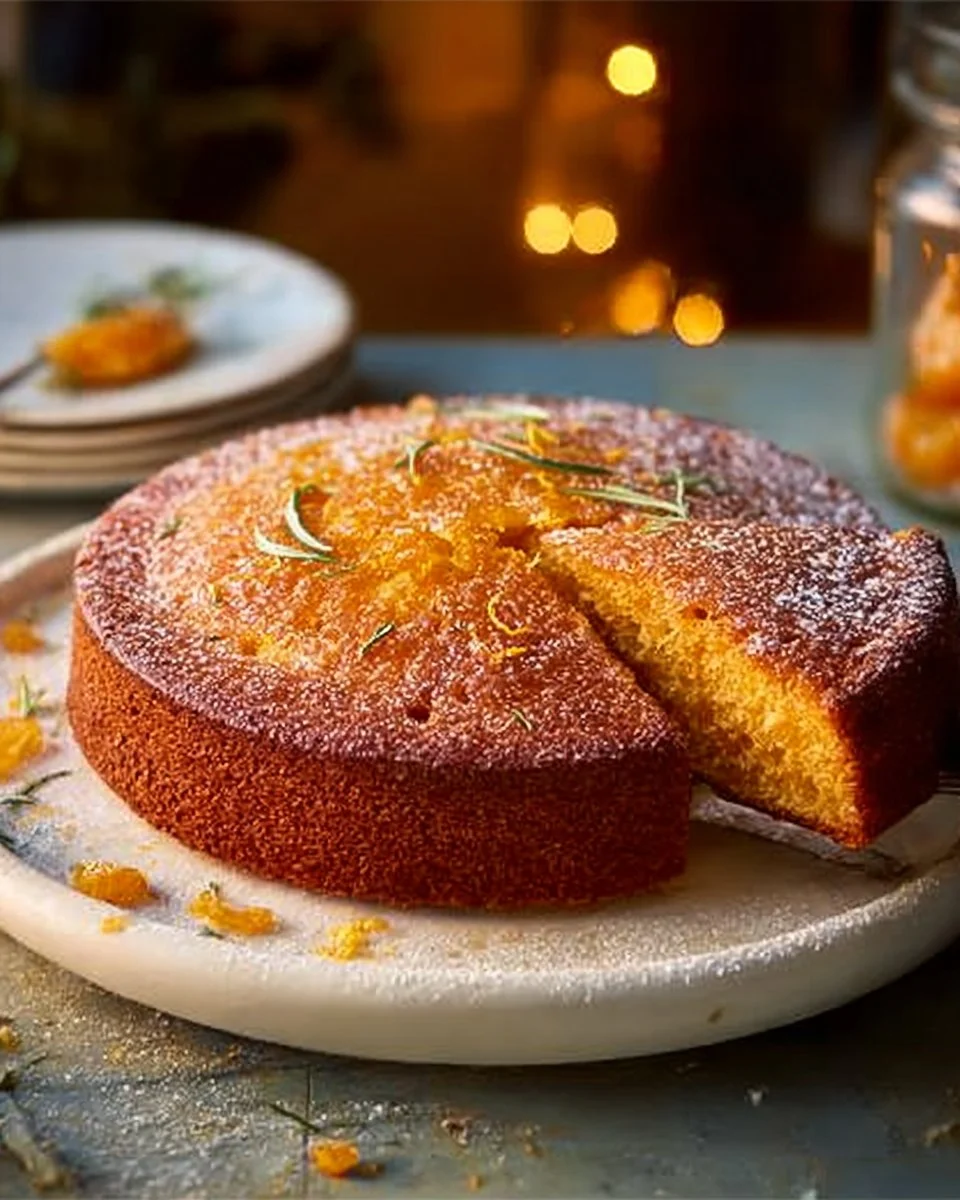 Sticky clementine & tarragon cake