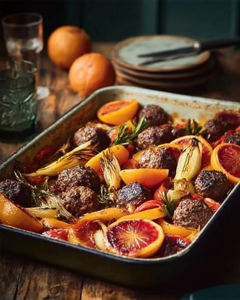 Venison Meatball Traybake with Blush Oranges Recipe | Waitrose & Partners