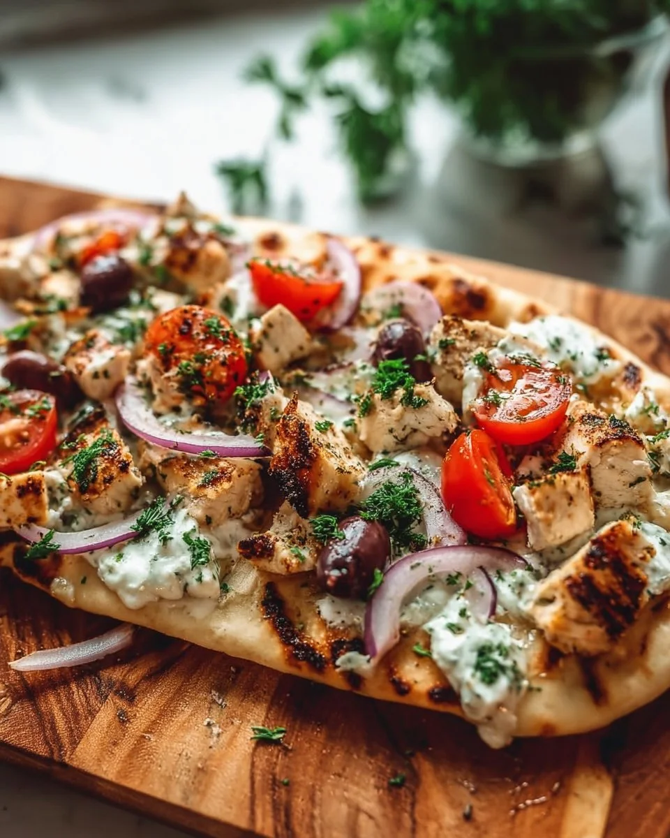 Greek Chicken Flatbread