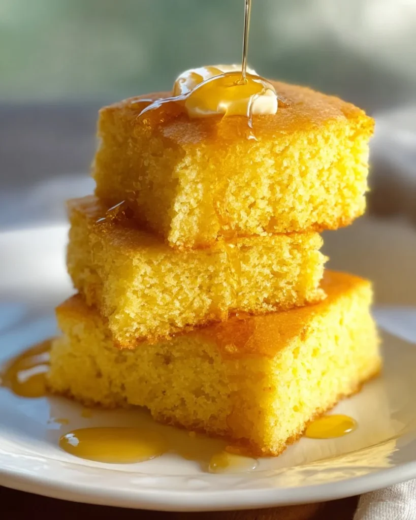 Homemade sweet honey cornbread fresh out of the oven