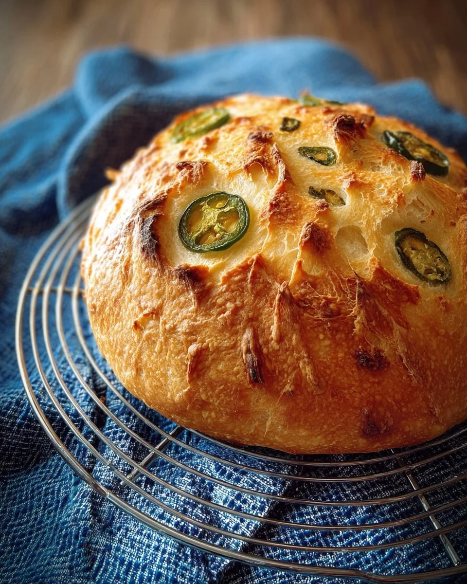 Jalapeño White Cheddar No Knead Bread