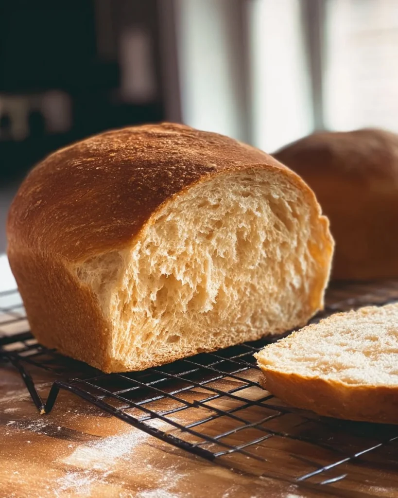 Loaf of freshly baked honey wheat bread on a wooden cutting board
