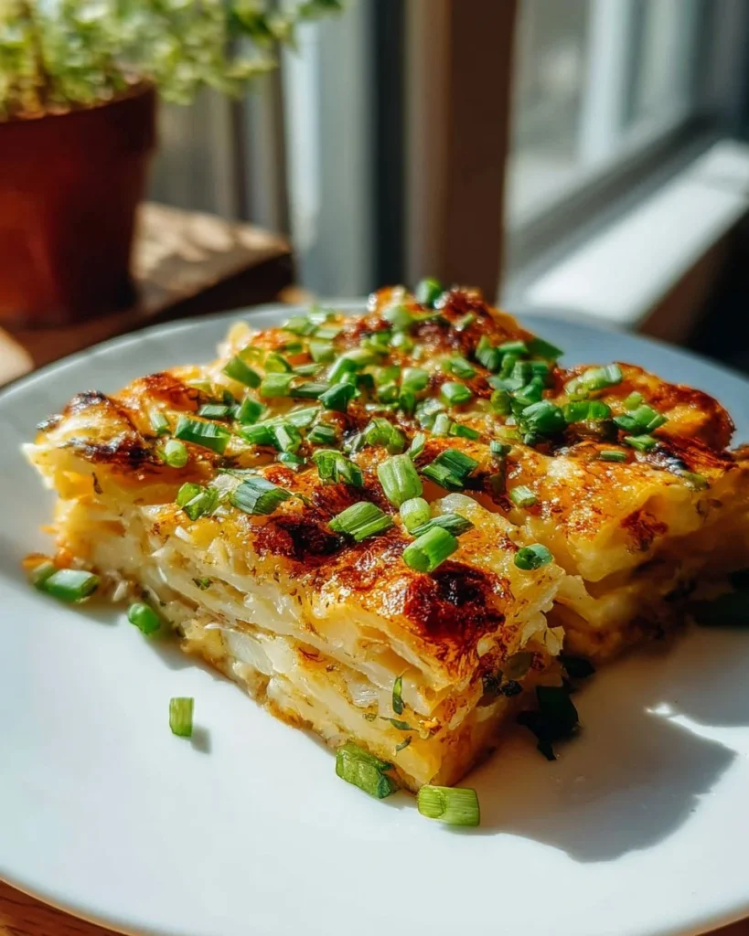 Delicious Vegan Potato Bake gluten free served in a rustic dish