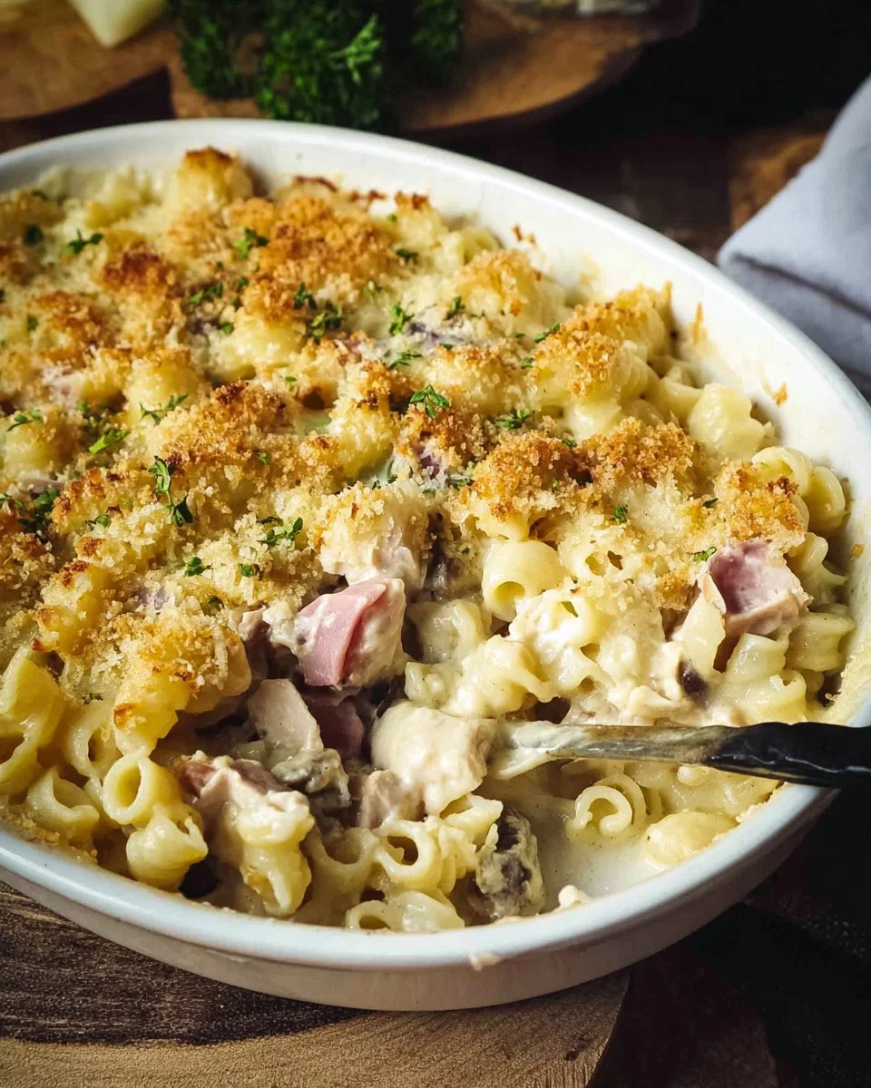 Baked Chicken Cordon Bleu Pasta Casserole