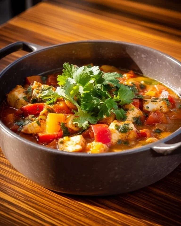 Delicious Brazilian fish stew with seafood and spices in a bowl