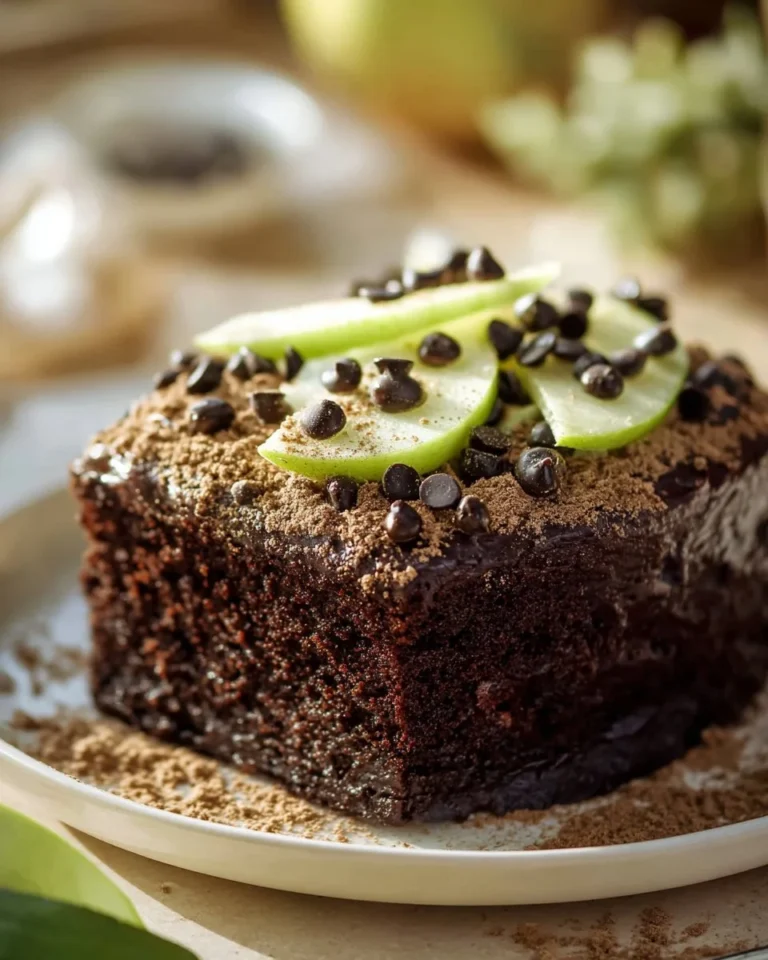 Delicious chocolate zucchini cake topped with chocolate frosting