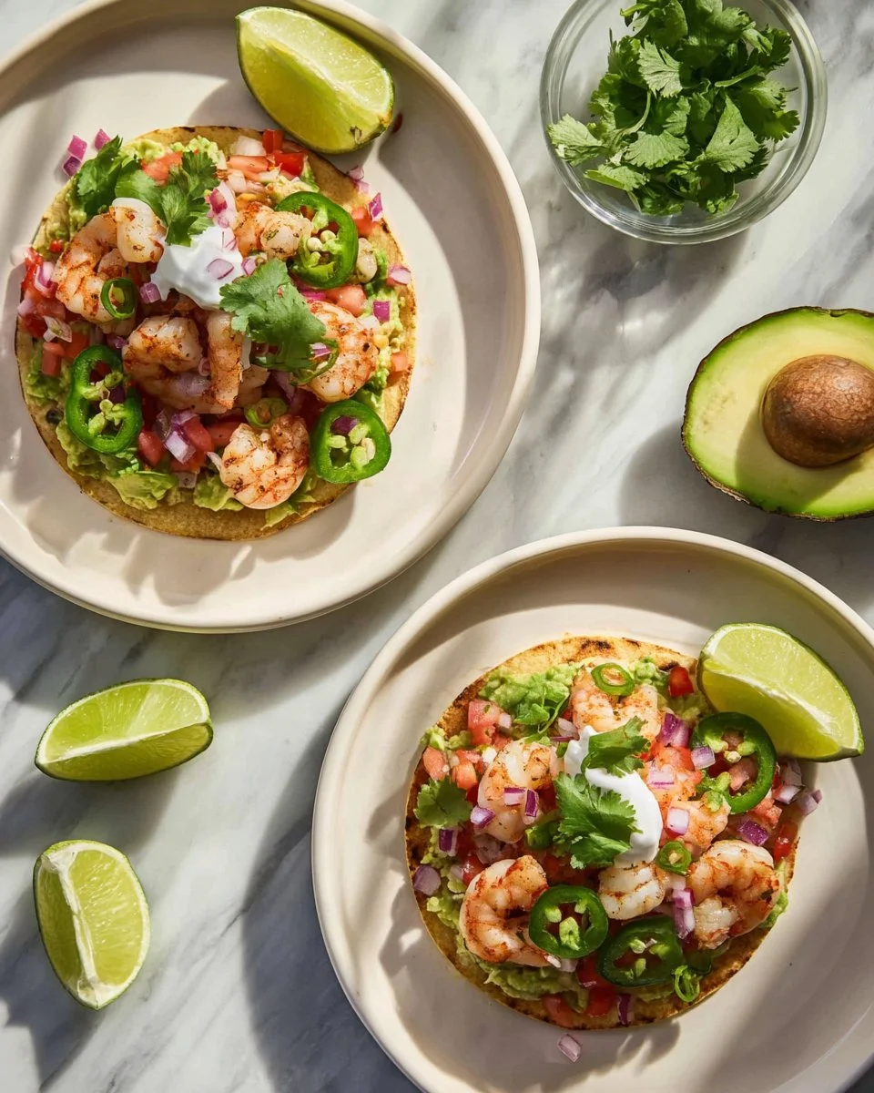 Crispy Shrimp Tostadas with Avocado Mash