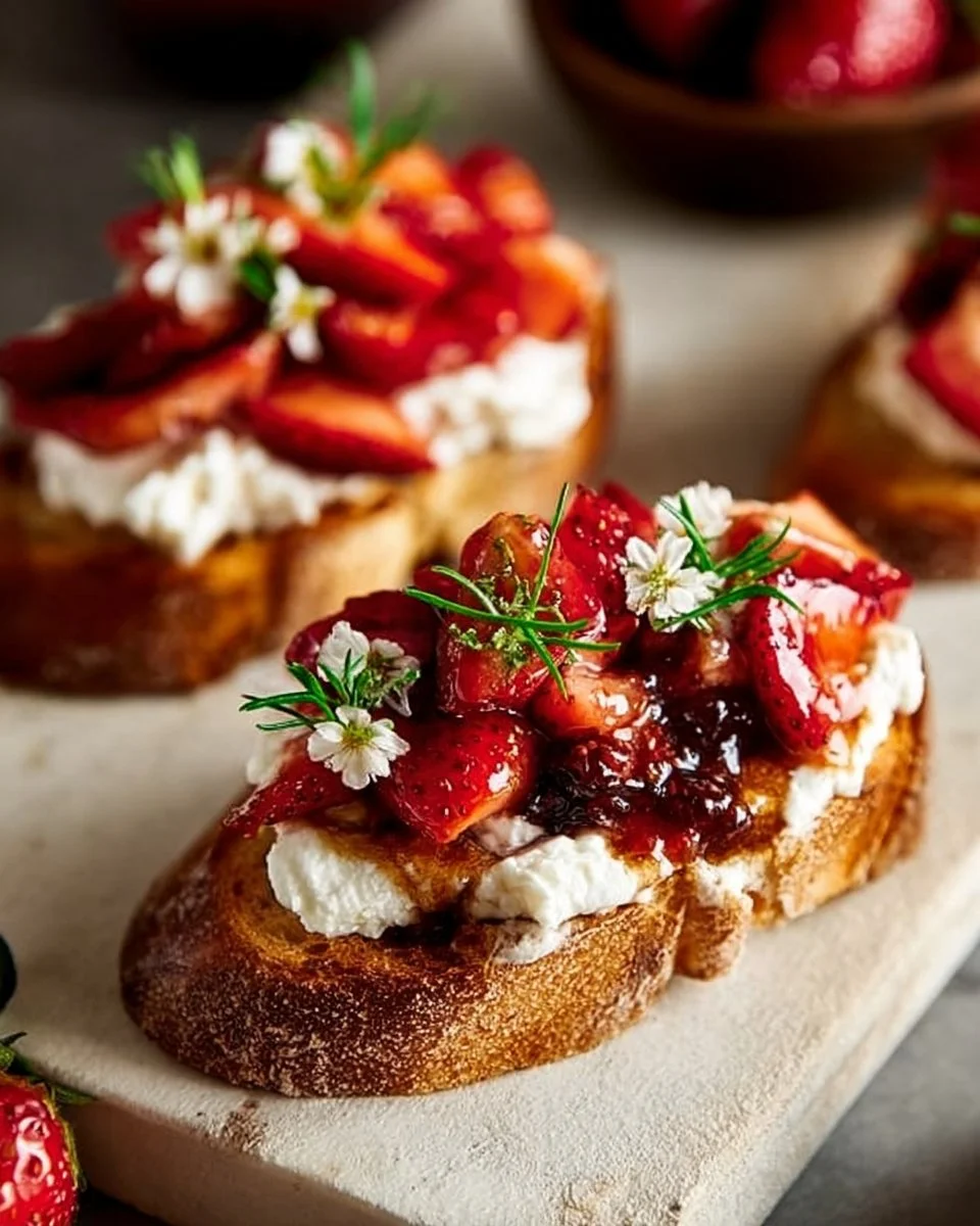 Crostini with Balsamic Strawberries and Ricotta