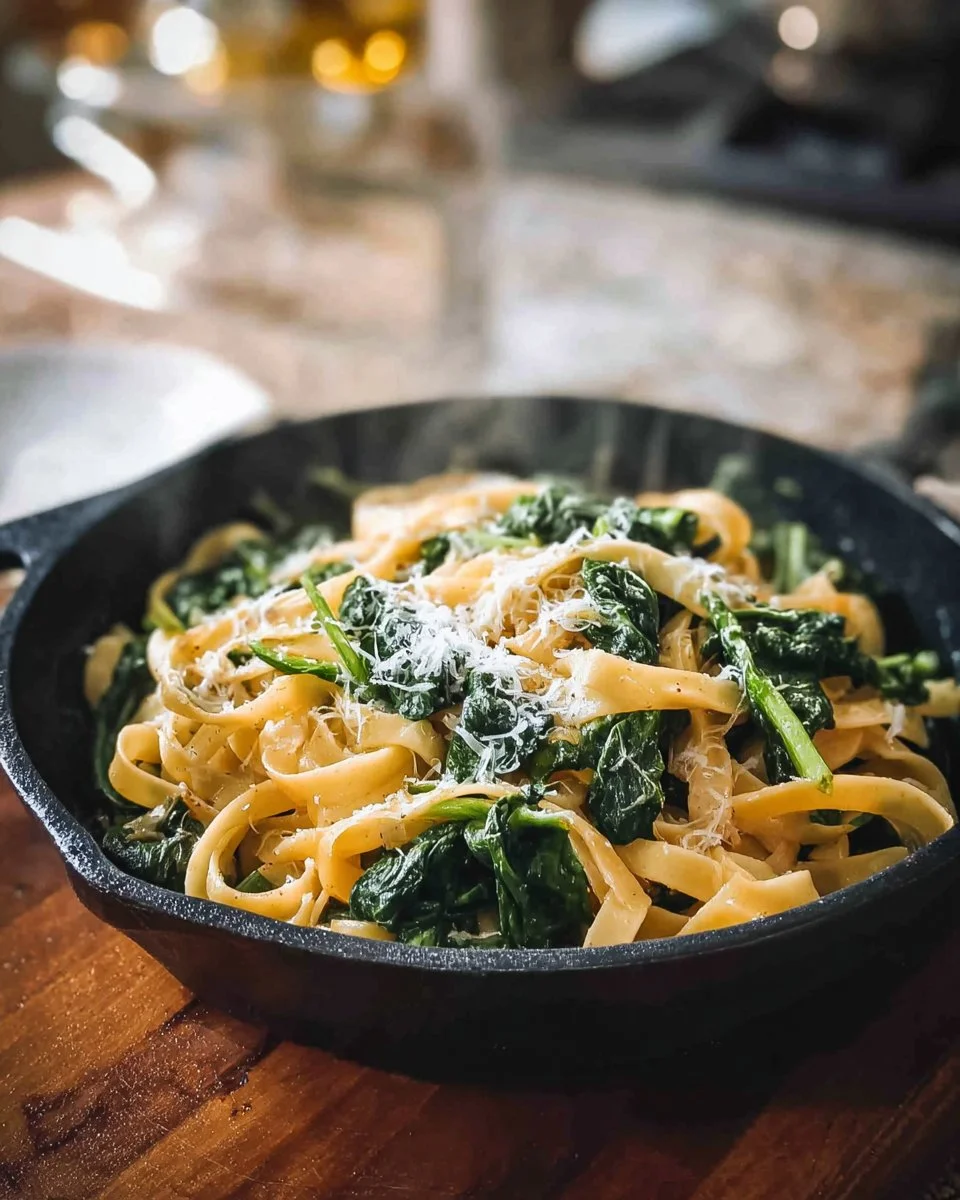 Fettuccine and Spinach