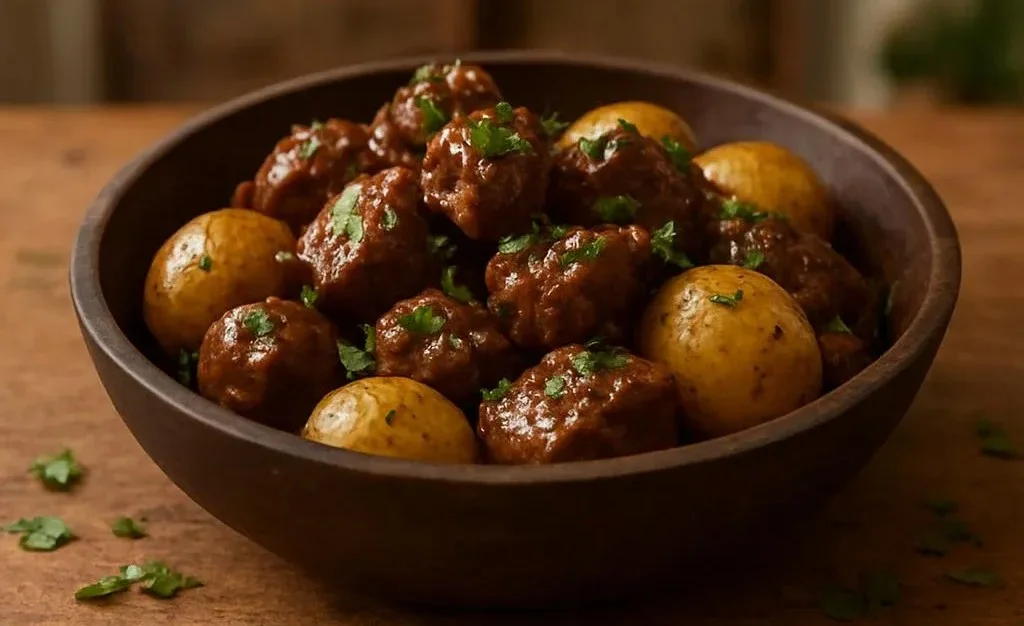 Garlic Butter Beef Bites with Potatoes