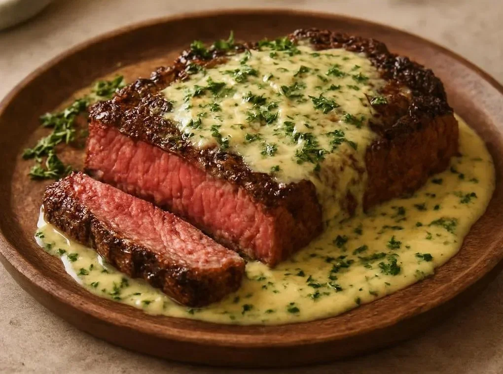 Garlic Butter Steak With Parmesan Cream Sauce