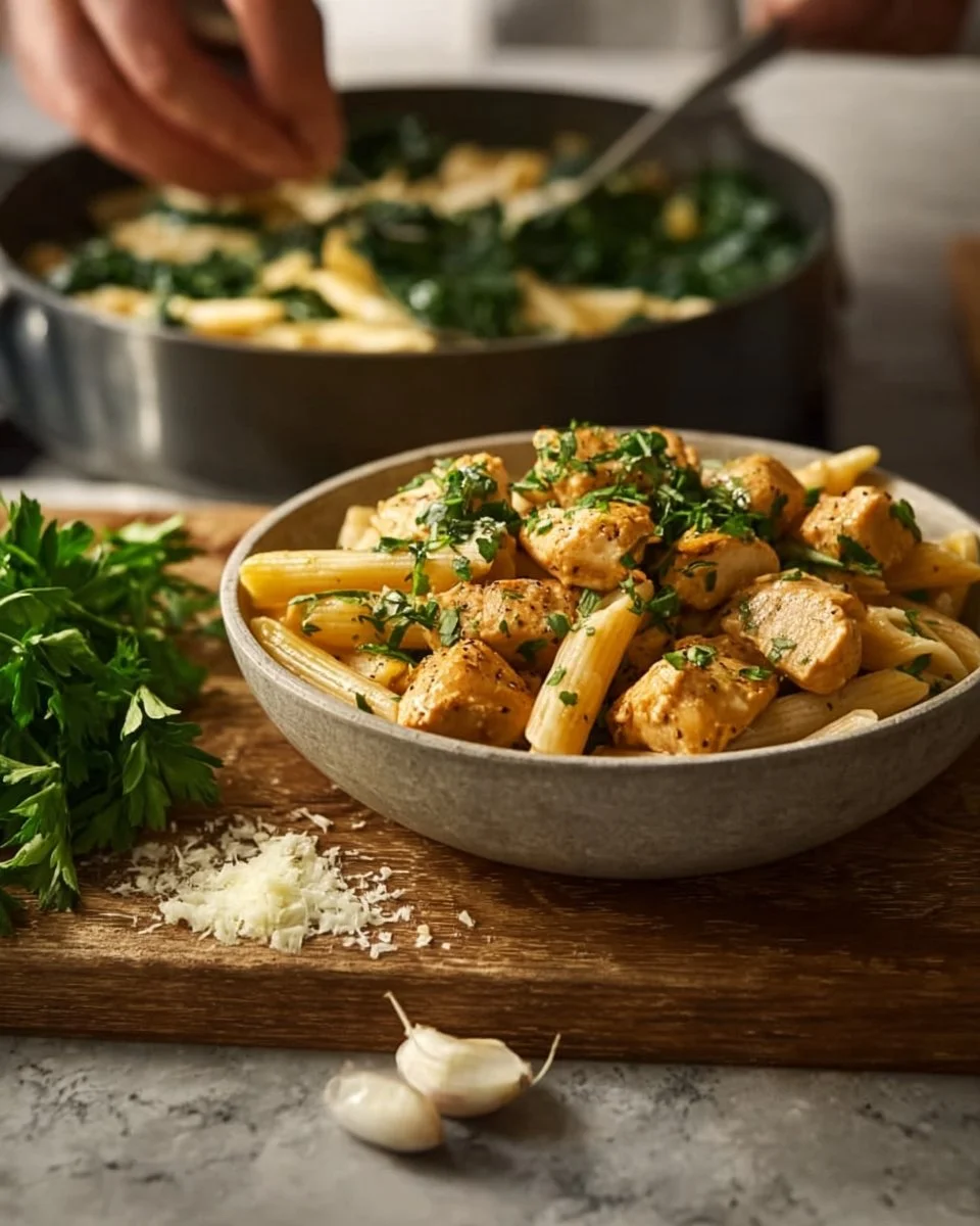 Healthy Garlic Parmesan Chicken Pasta
