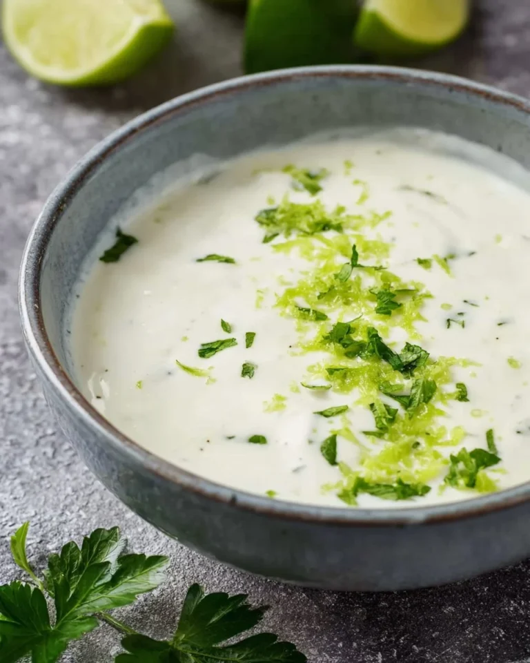 Delicious lime cream dessert garnished with fresh lime slices