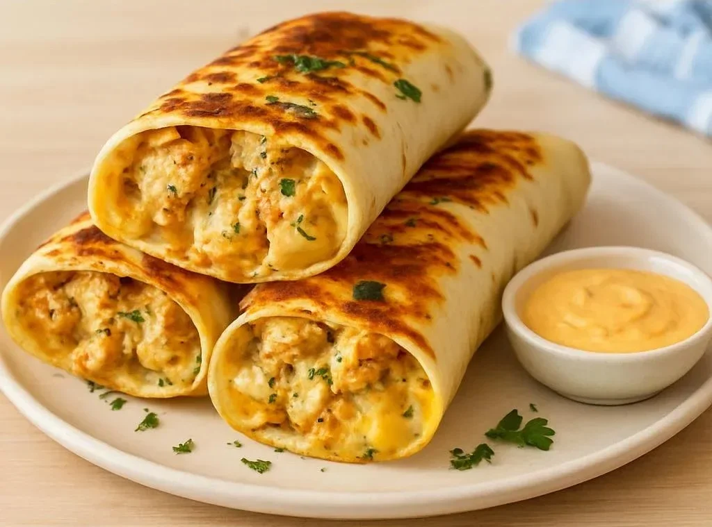 Low Carb Cheesy Garlic Chicken Wraps