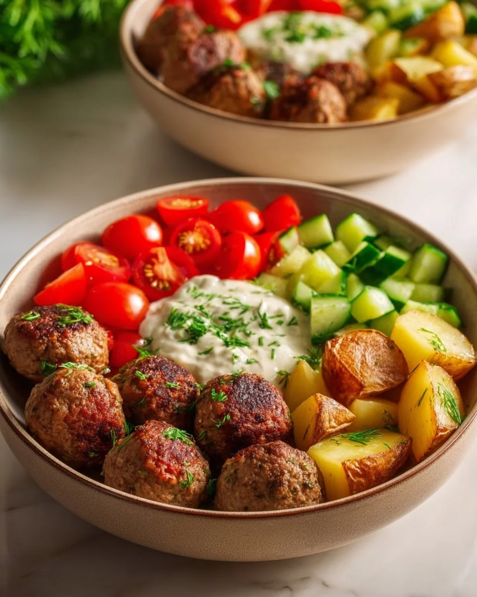 Mediterranean Beef Meatballs Bowl