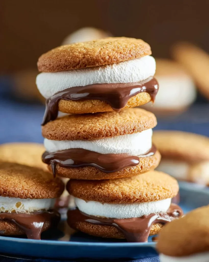 Microwave S'mores made with vanilla wafers, chocolate, and marshmallows