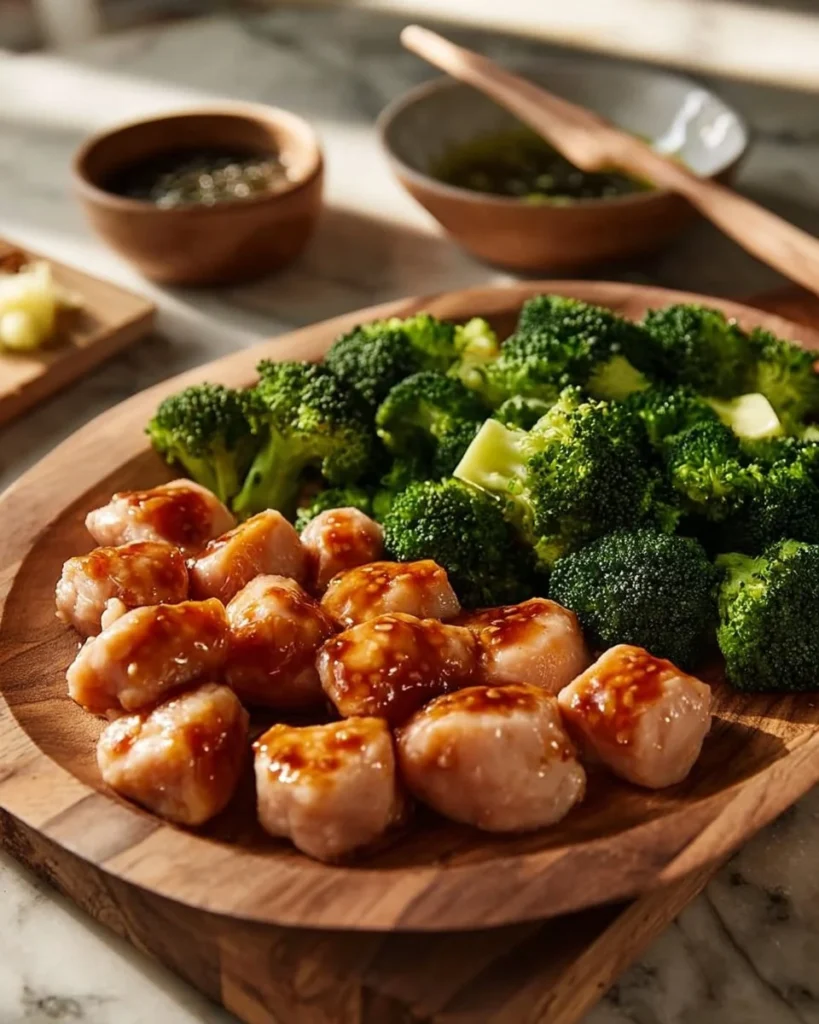 Delicious one-pan honey garlic chicken with broccoli ready to serve