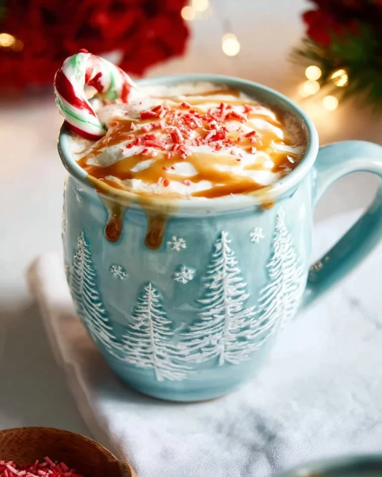 Creamy spiked butterscotch hot chocolate topped with whipped cream and a drizzle of caramel