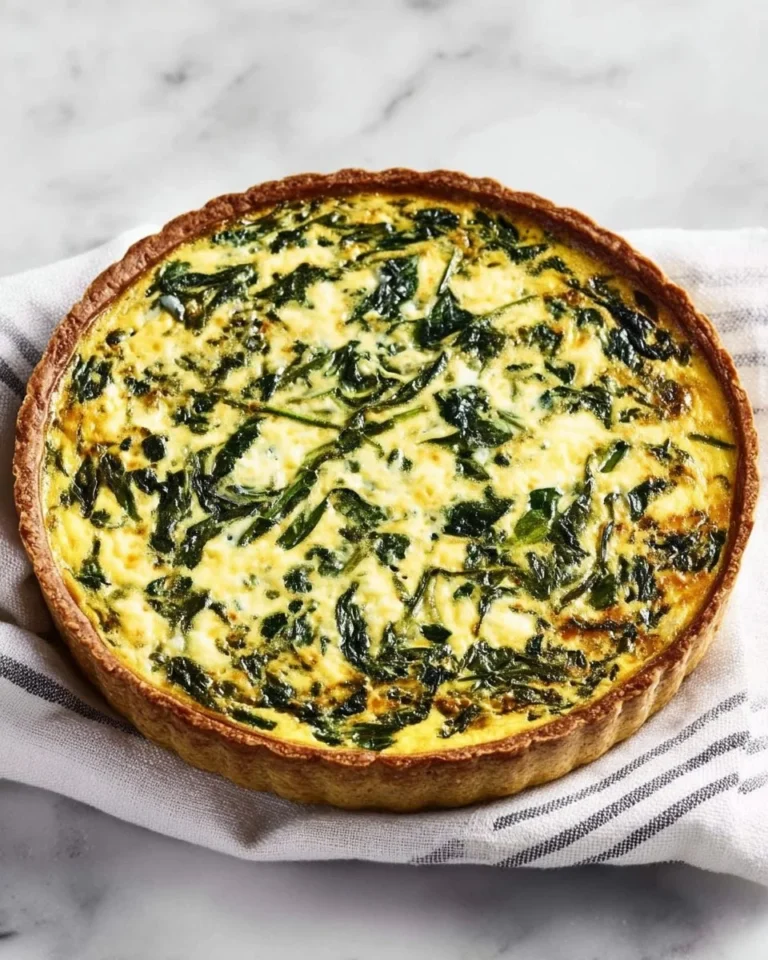 Spinach Feta Quiche with Cauliflower Crust served on a plate