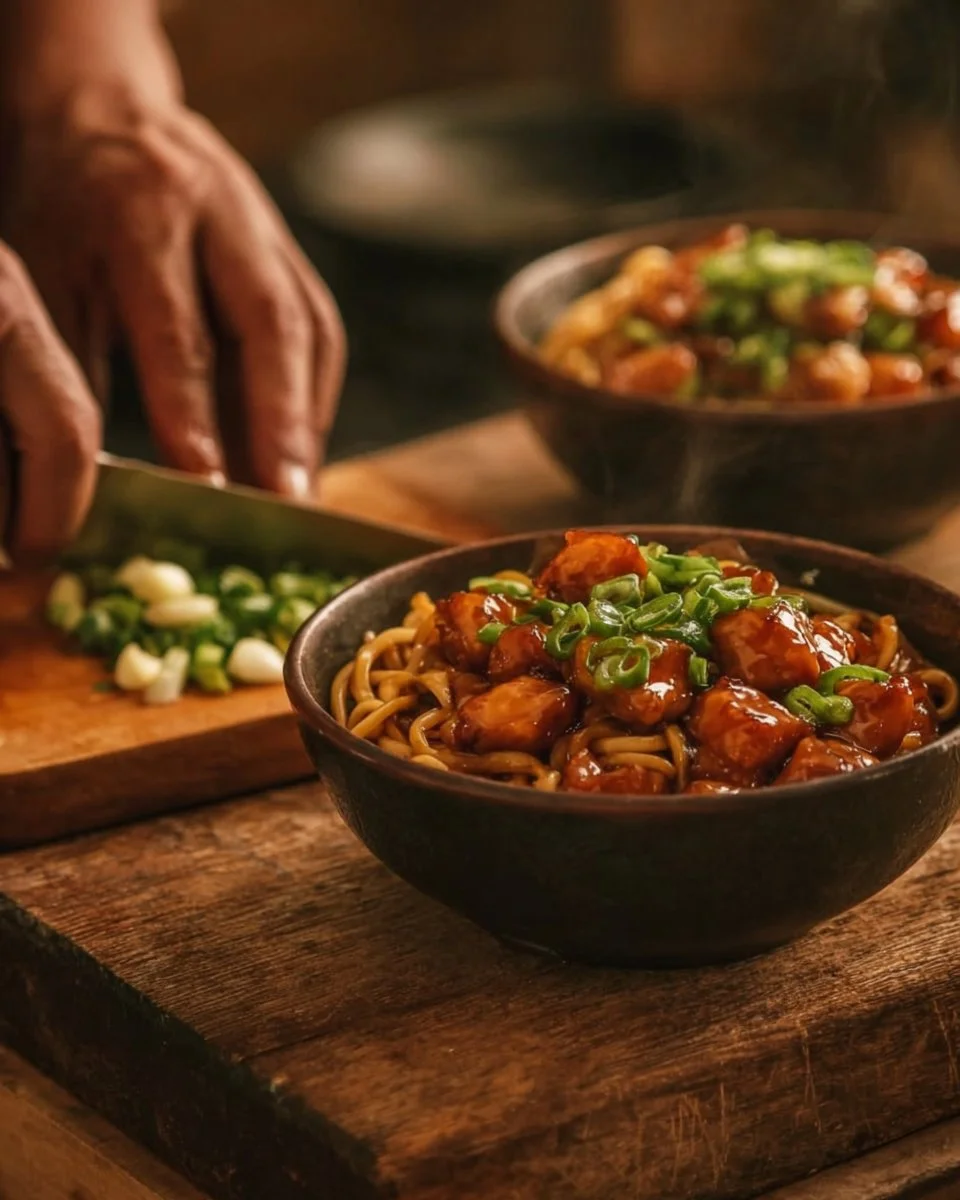 Sticky Garlic Chicken Noodles