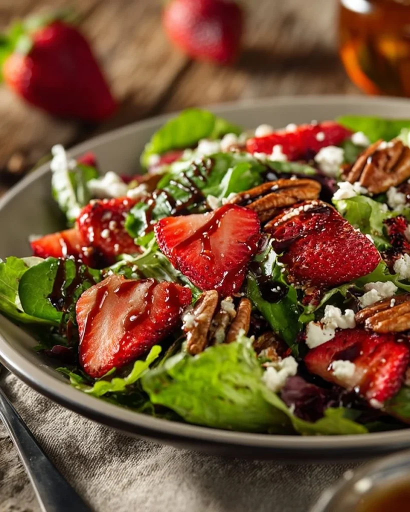 Strawberry Feta Salad with fresh strawberries and feta cheese