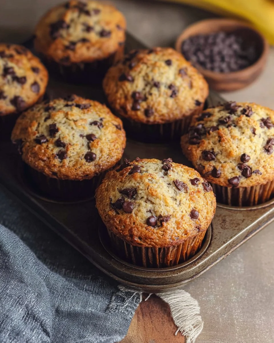 Bakery-Style Banana Chocolate Chip Muffins