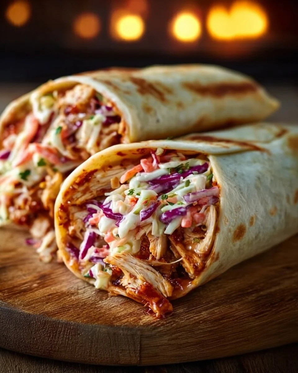 BBQ Chicken Coleslaw Wraps
