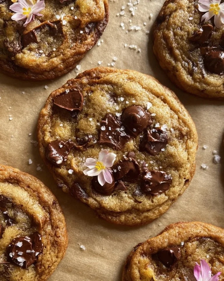 Freshly baked Brown Butter Banana Chocolate Chip Cookies on a cooling rack