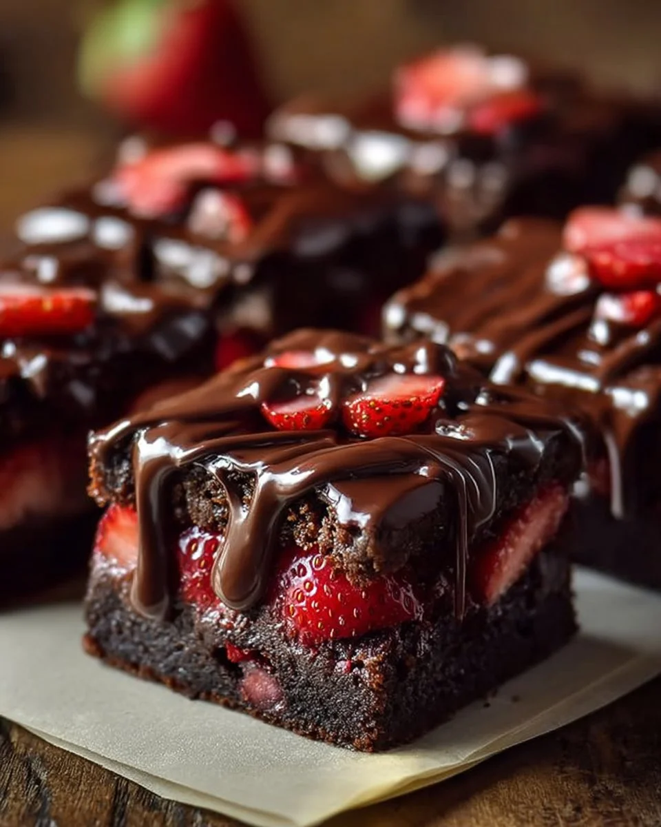 Chocolate Covered Strawberry Brownies