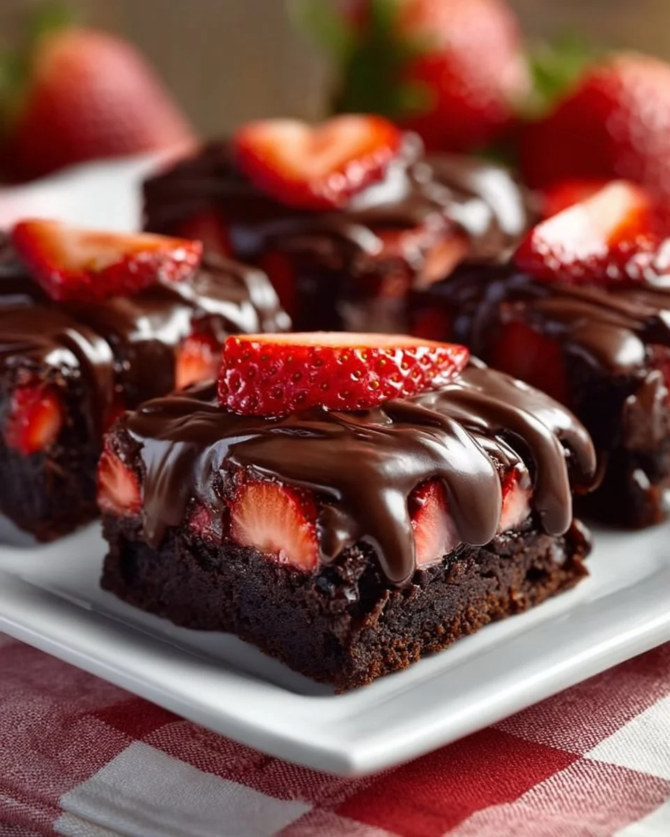 Chocolate Covered Strawberry Brownies