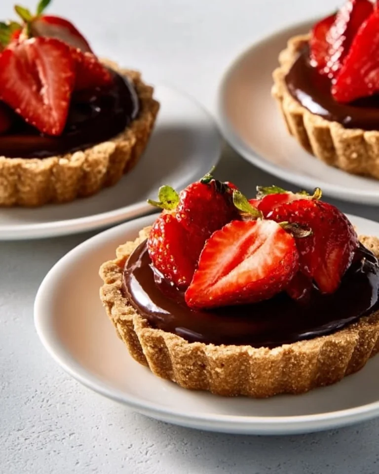 Delicious Chocolate Strawberry Tarts topped with fresh strawberries and rich chocolate