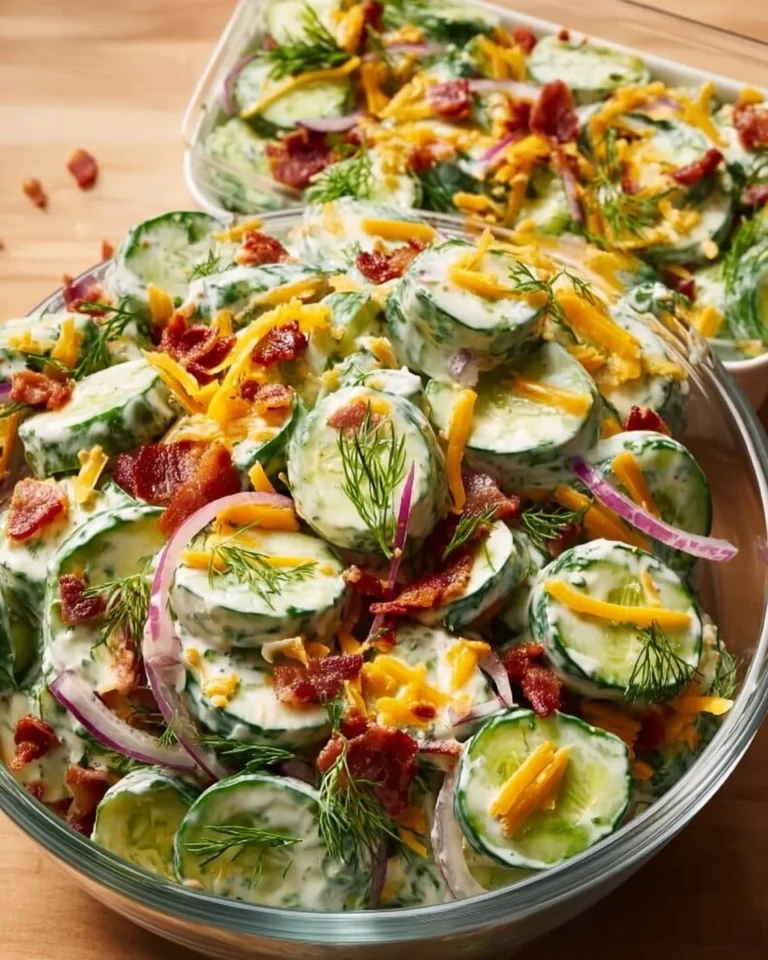 Creamy Cucumber Crack Salad with fresh cucumbers and a creamy dressing