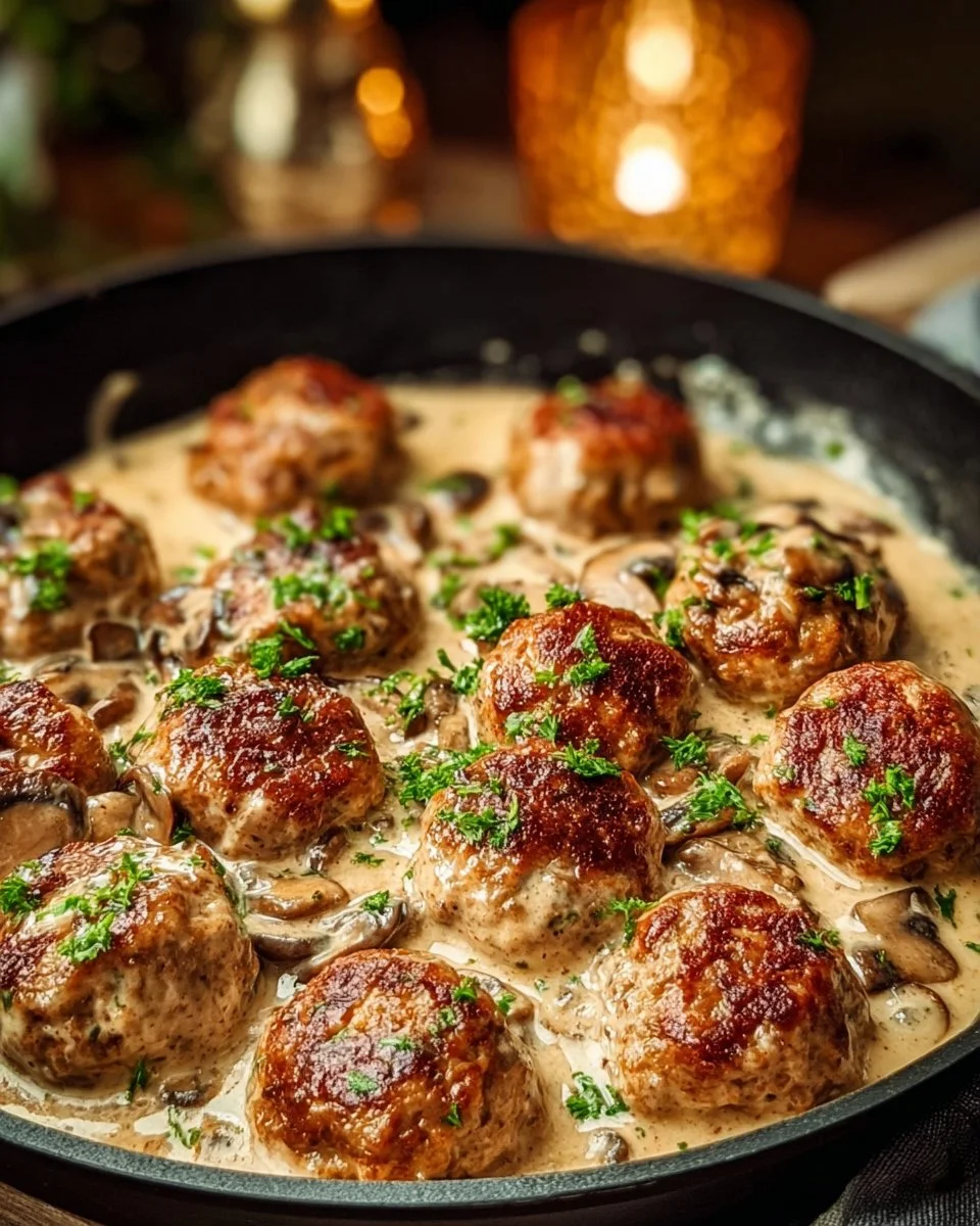 Creamy Mushroom Chicken Meatballs
